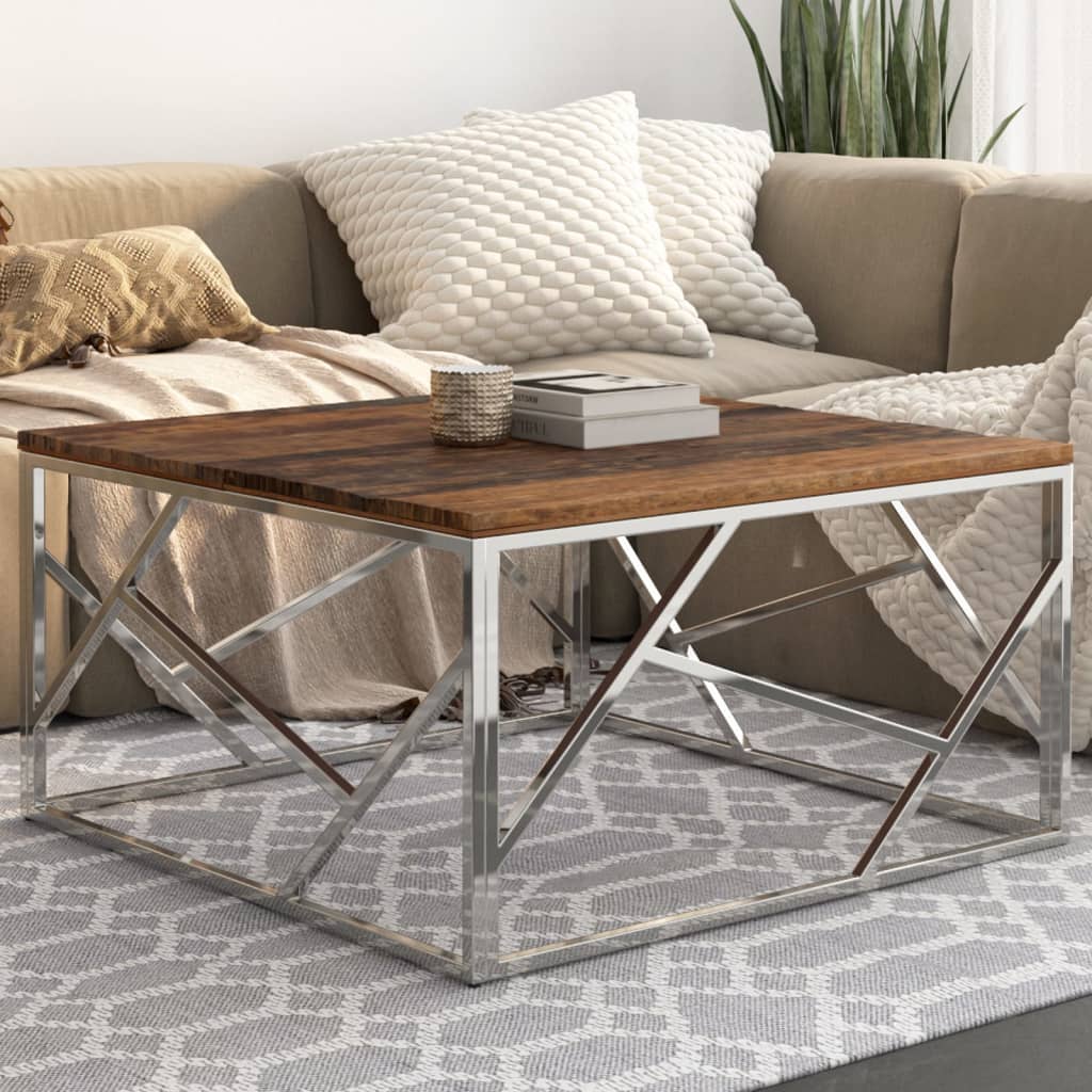 Coffee Table Stainless Steel And Tempered