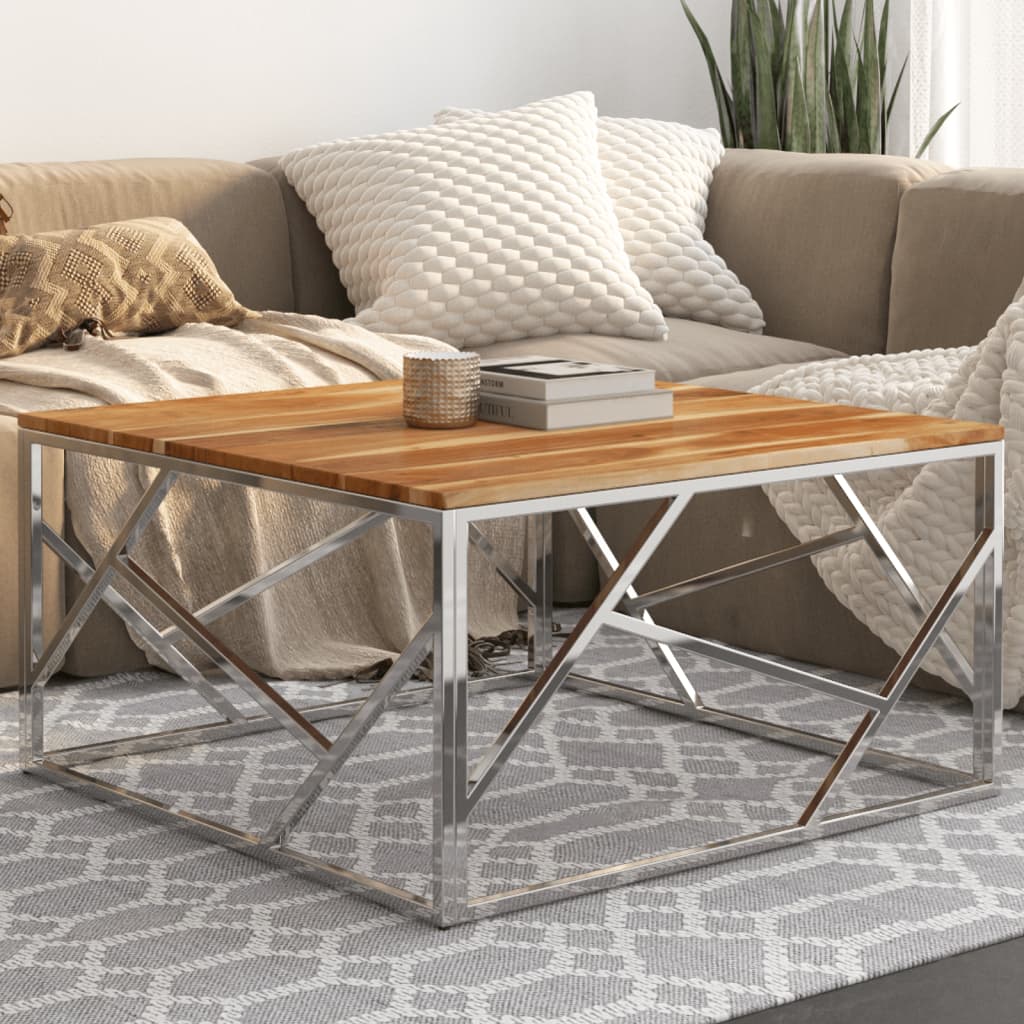 Coffee Table Stainless Steel And Tempered