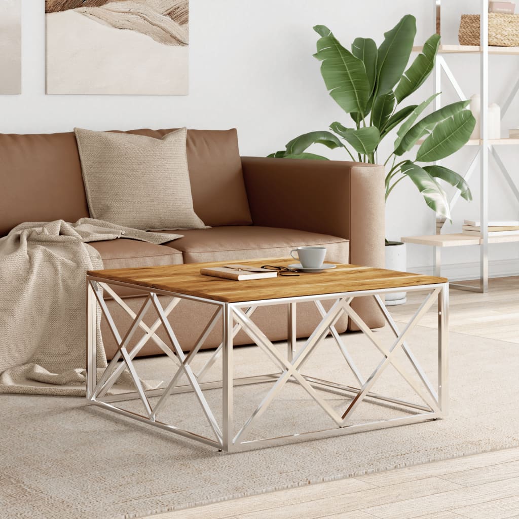 Coffee Table 80X80X40 Cm Stainless Steel And