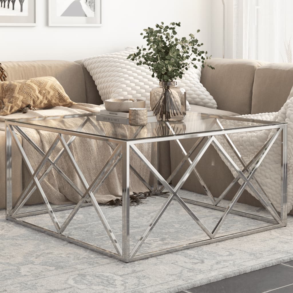 Coffee Table Stainless Steel And Tempered