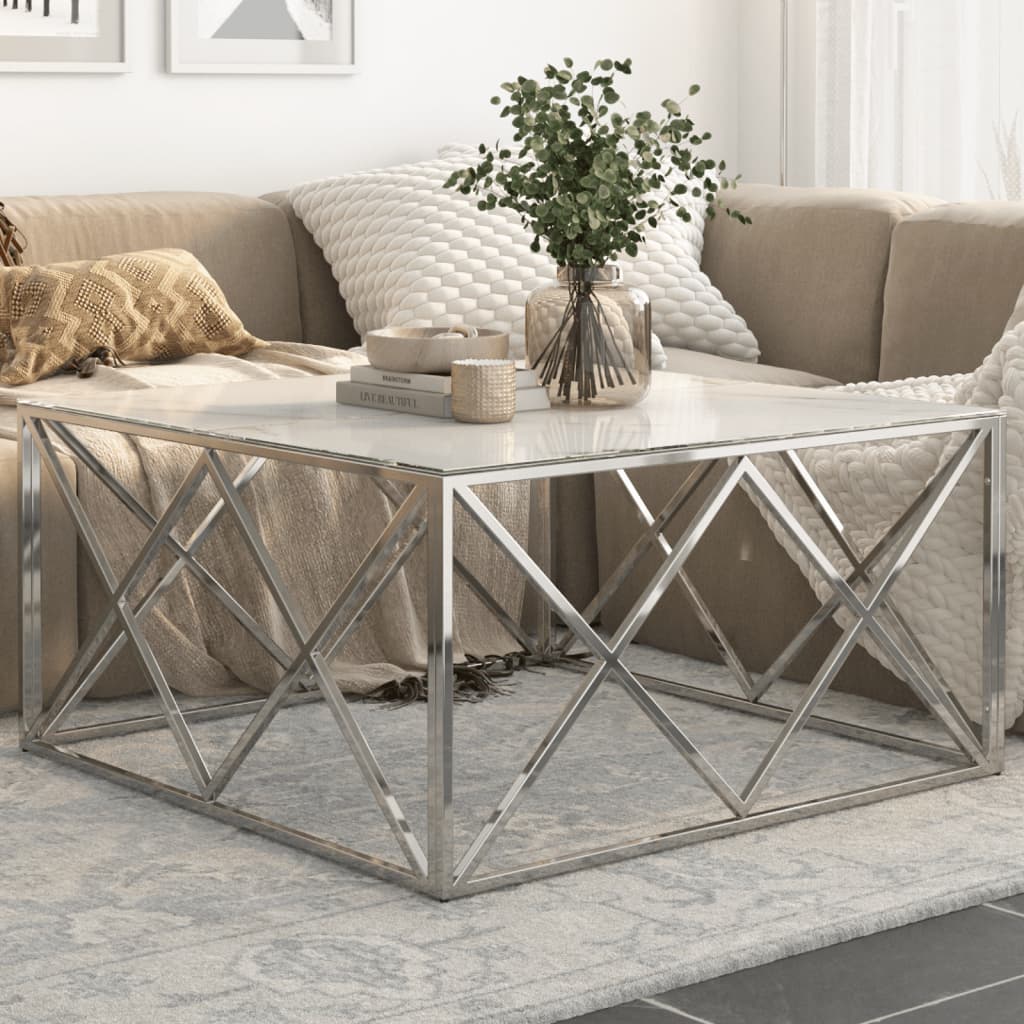 Coffee Table Stainless Steel And Tempered