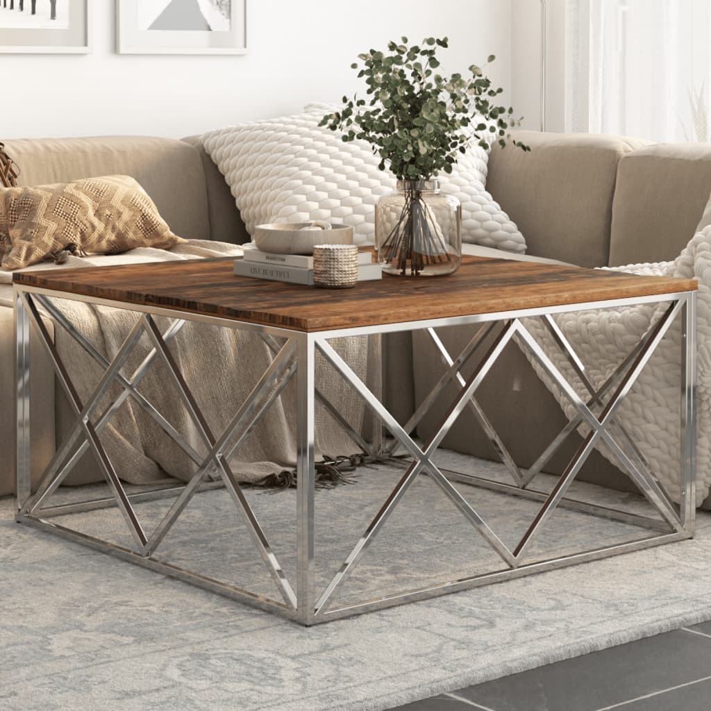 Coffee Table Stainless Steel And Tempered