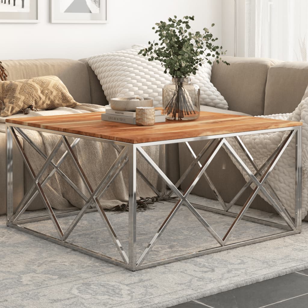Coffee Table Stainless Steel And Tempered