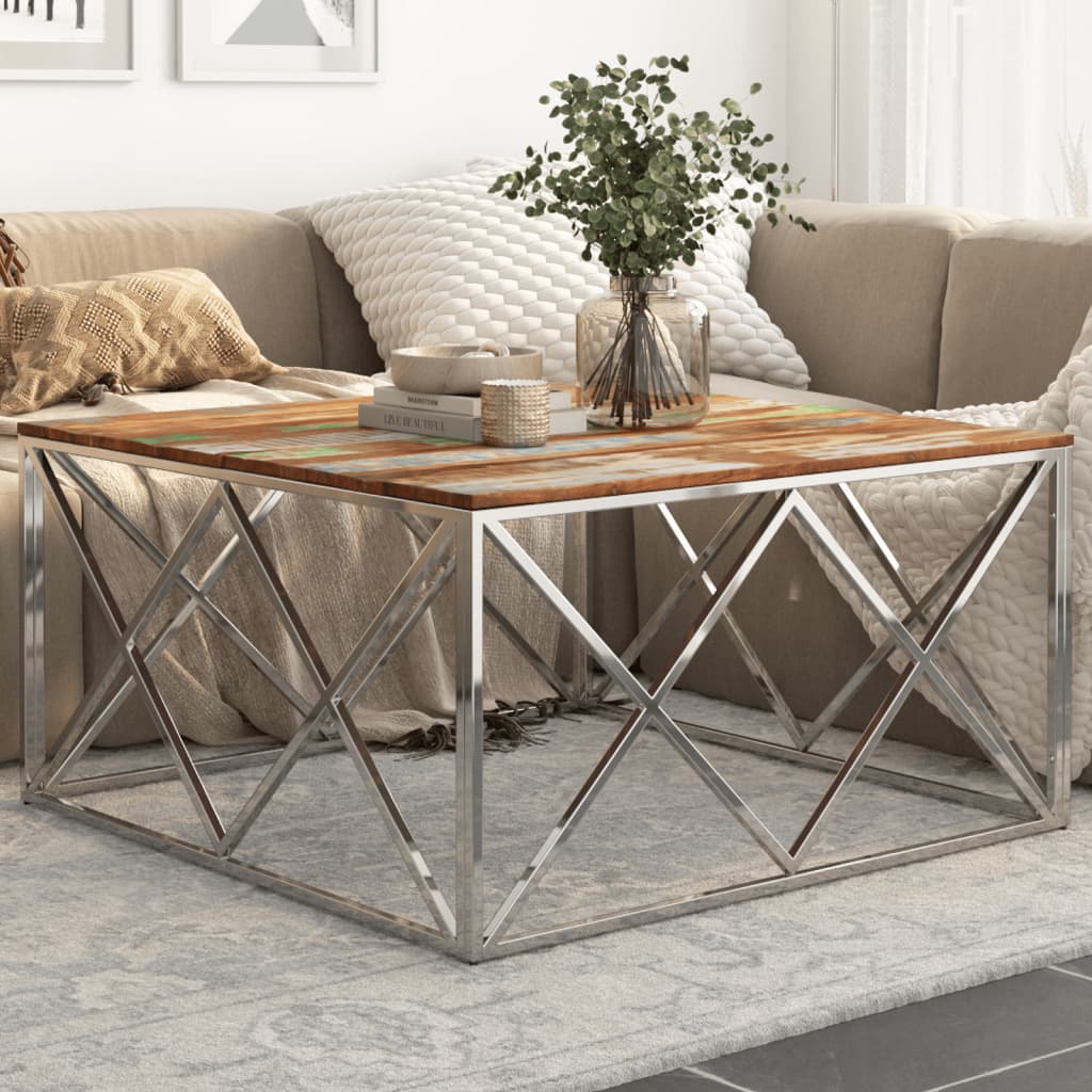 Coffee Table Stainless Steel And Tempered