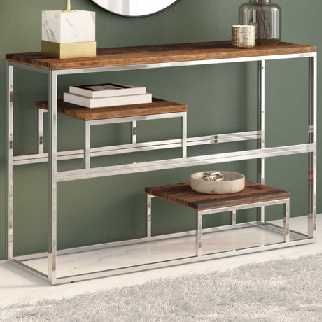 Console Table Stainless Steel And Tempered