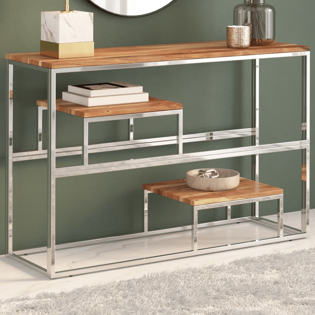 Console Table Stainless Steel And Tempered