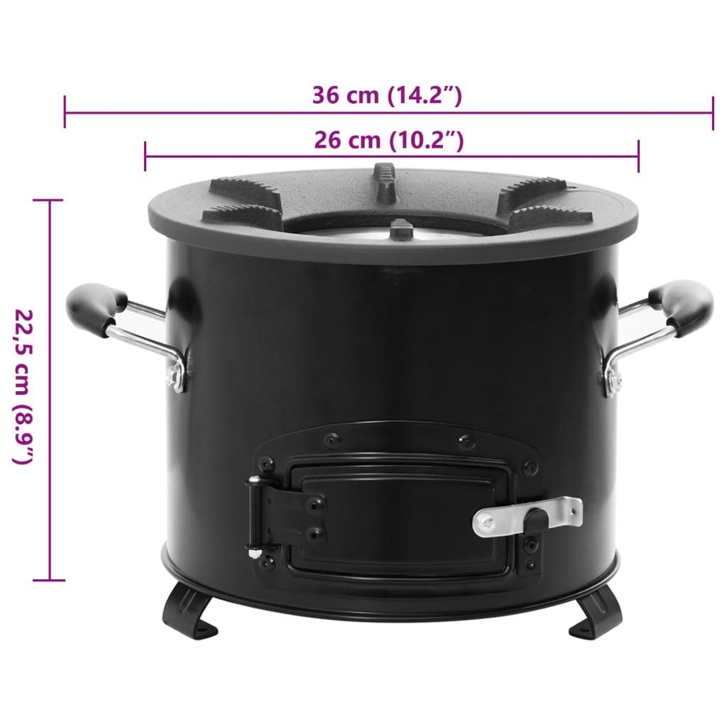 Camping Wood Stove Black 36X26X22.5 Cm Metal