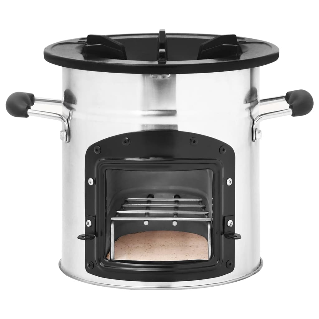 Camping Wood Stove Silver 45.5X33X25.5 Cm Stainless Steel