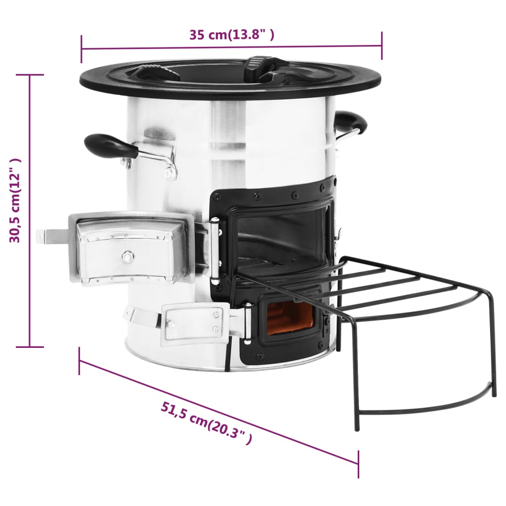 Camping Wood Stove 51.5X35X30.5 Cm Stainless Steel