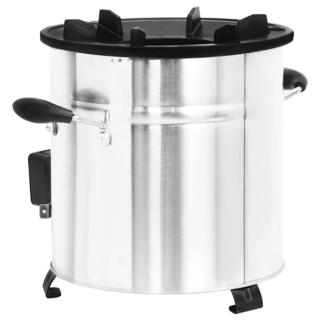 Wood Stove With Usb Fan Silver 35.5X26X28 Cm Stainless Steel