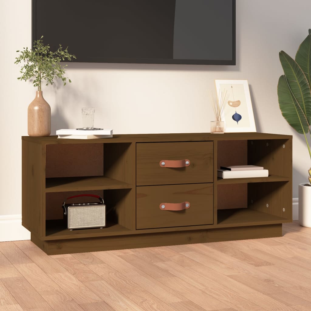 Tv Cabinet 100X34X40 Cm Solid Wood Pine