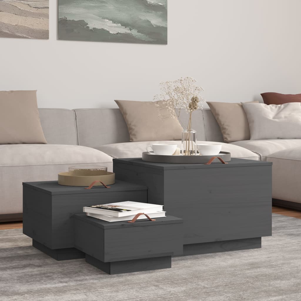 Storage Boxes With Lids 3 Pcs Solid Wood Pine