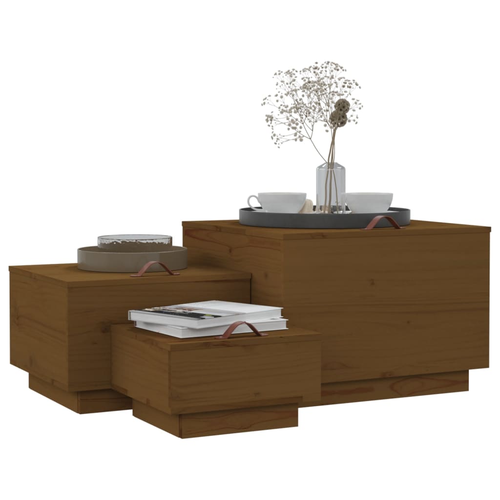 Storage Boxes With Lids 3 Pcs Solid Wood Pine