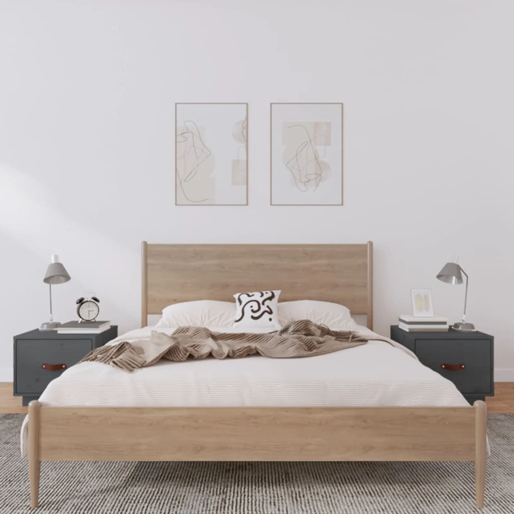 Bedside Cabinet 40X34X35 Cm Solid Wood Pine