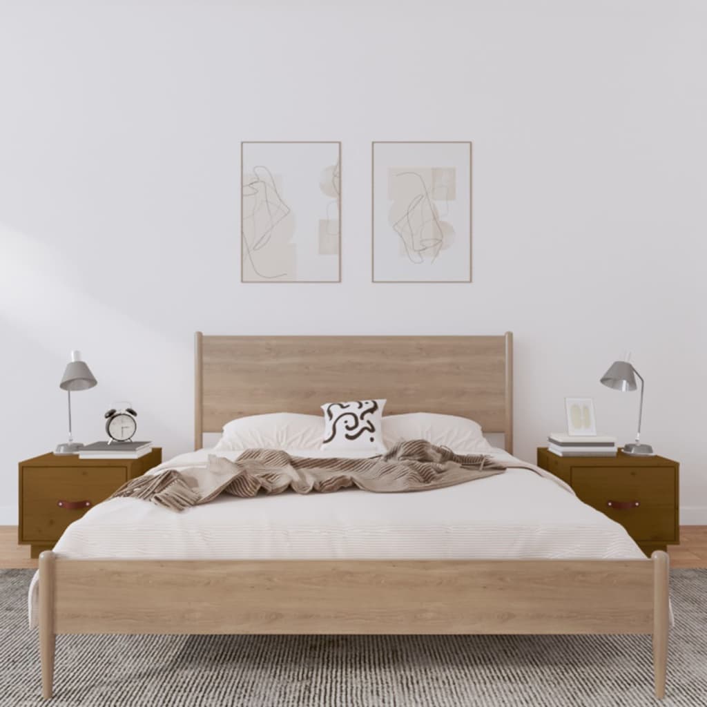 Bedside Cabinet 40X34X35 Cm Solid Wood Pine
