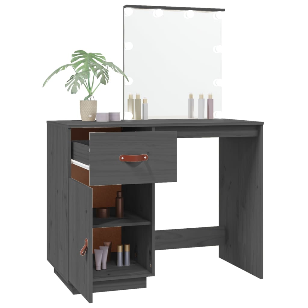 Dressing Table With Led 95X50X133.5 Cm Solid Wood Pine