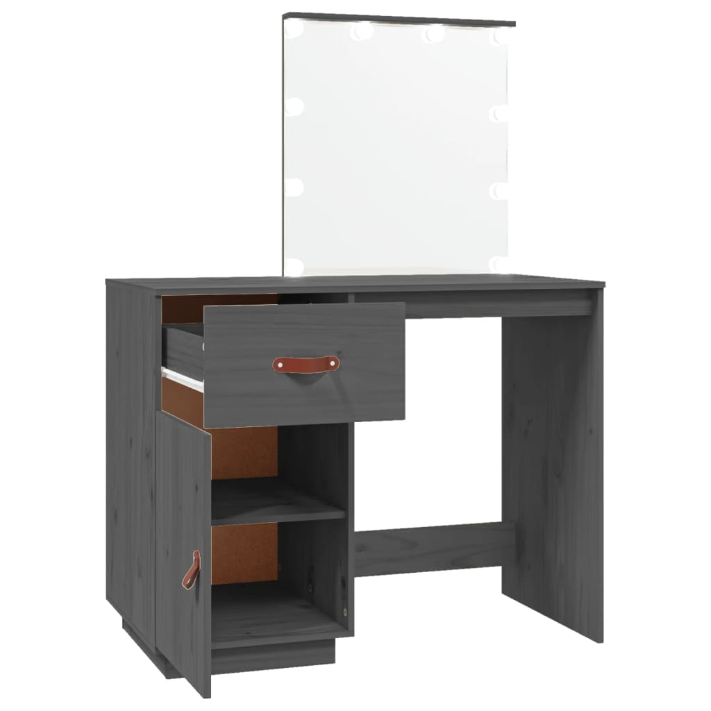 Dressing Table With Led 95X50X133.5 Cm Solid Wood Pine