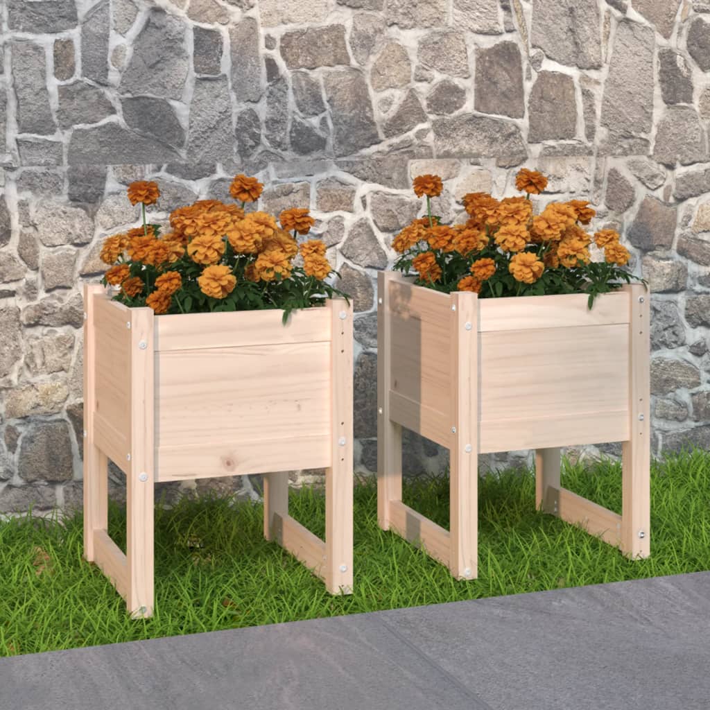 Planters 2 Pcs Solid Wood Pine