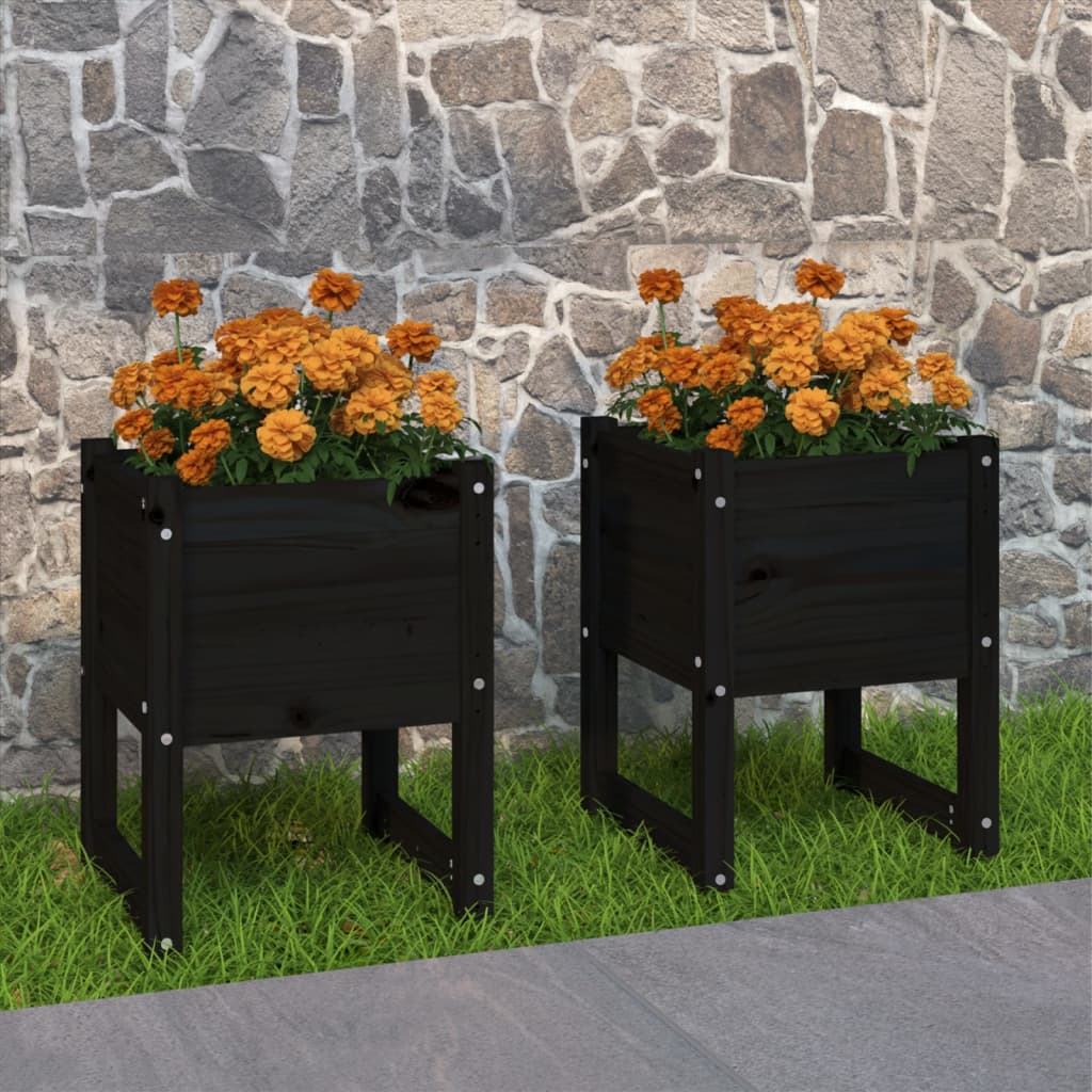 Planters 2 Pcs Solid Wood Pine