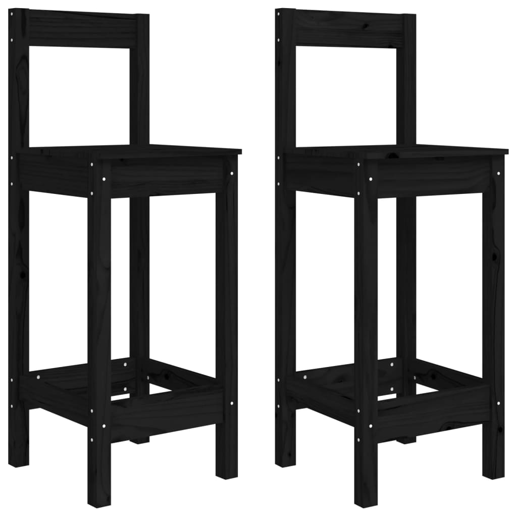 Bar Chairs 2 Pcs Black 40X41.5X112 Cm Solid Wood Pine