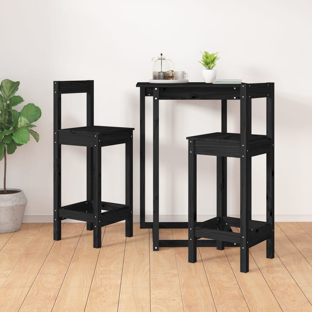 Bar Chairs 2 Pcs Black 40X41.5X112 Cm Solid Wood Pine