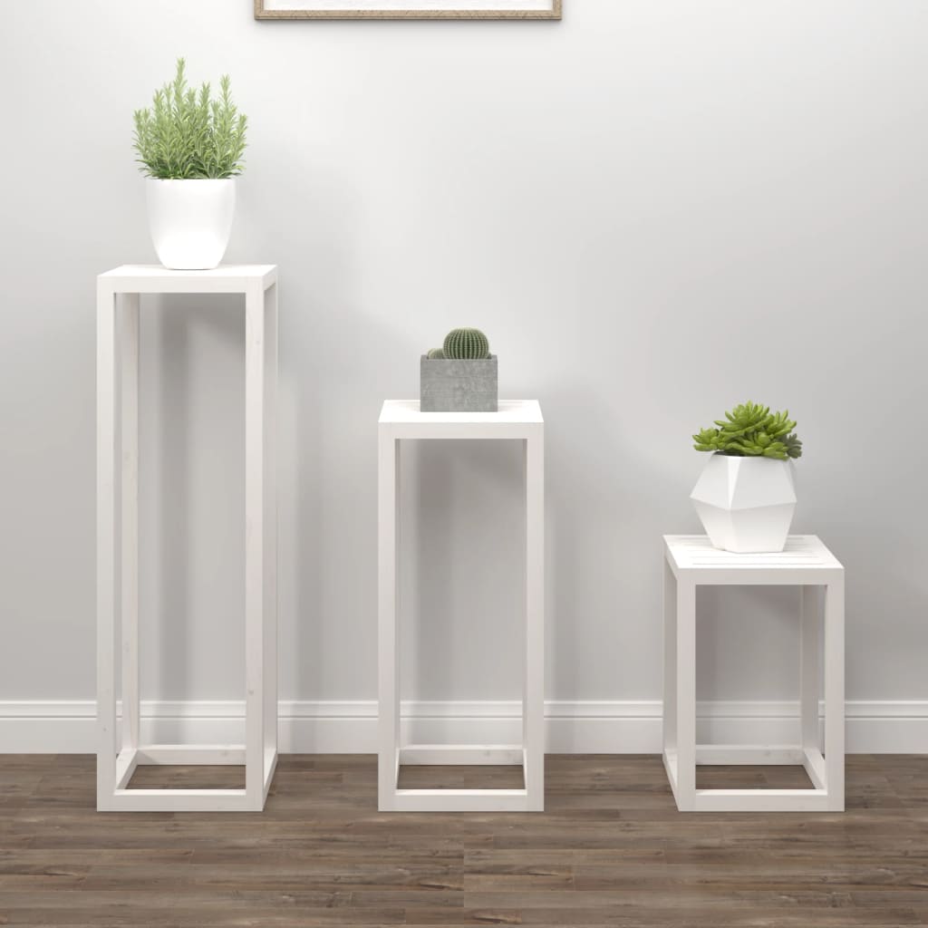 3 Piece Plant Stand Set Solid Wood Pine