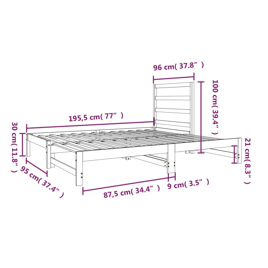 Pull-Out Day Bed Without Mattress 2X(90X190) Cm
