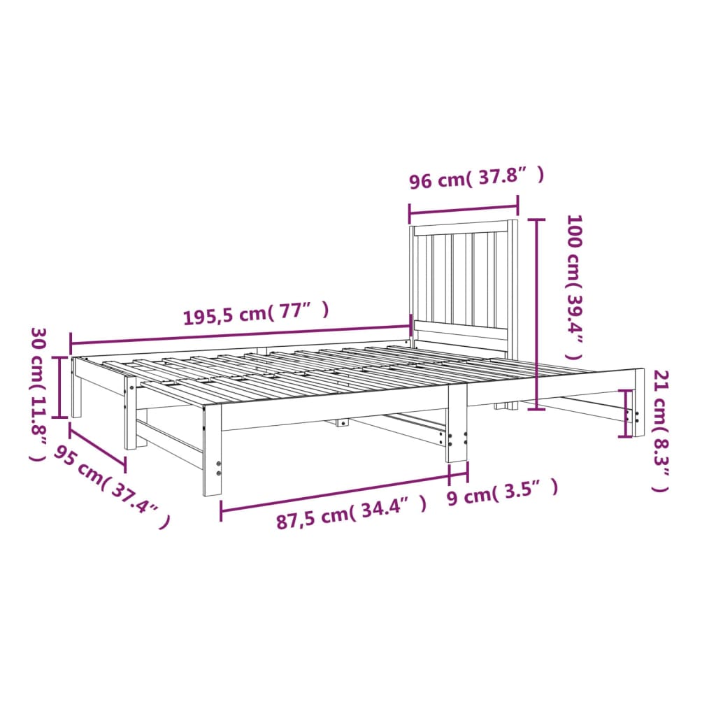 Pull-Out Day Bed Without Mattress 2X(90X190) Cm