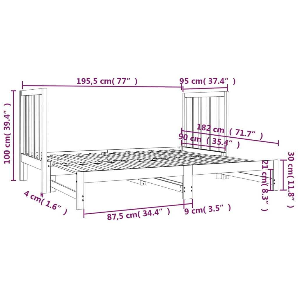 Pull-Out Day Bed Without Mattress 2X(90X190) Cm