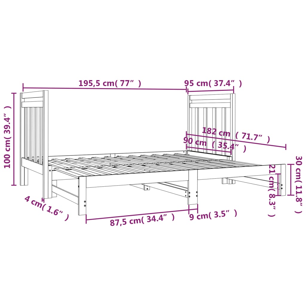 Pull-Out Day Bed Without Mattress 2X(90X190) Cm