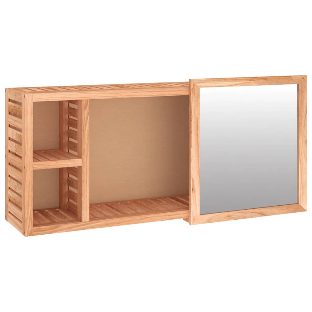 Mirror Cabinet 80X17X34 Cm Solid Wood Walnut