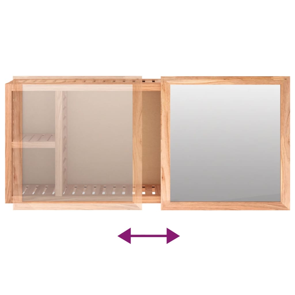 Mirror Cabinet 80X17X34 Cm Solid Wood Walnut