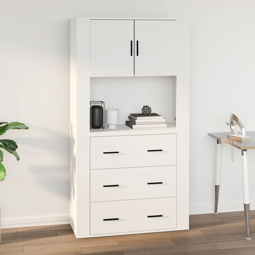 Wall Cabinet White 80X33X80 Cm Engineered Wood
