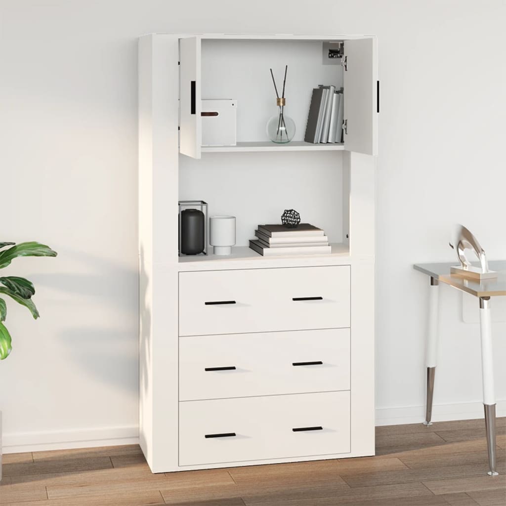 Wall Cabinet White 80X33X80 Cm Engineered Wood
