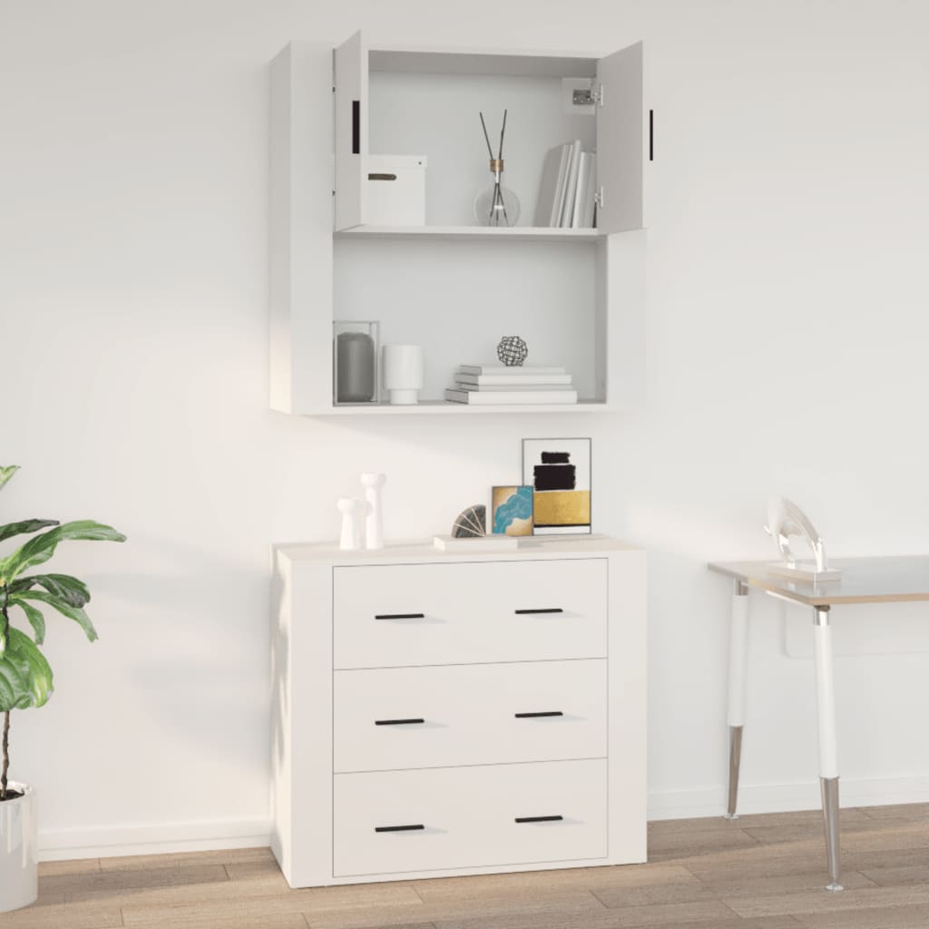 Wall Cabinet White 80X33X80 Cm Engineered Wood