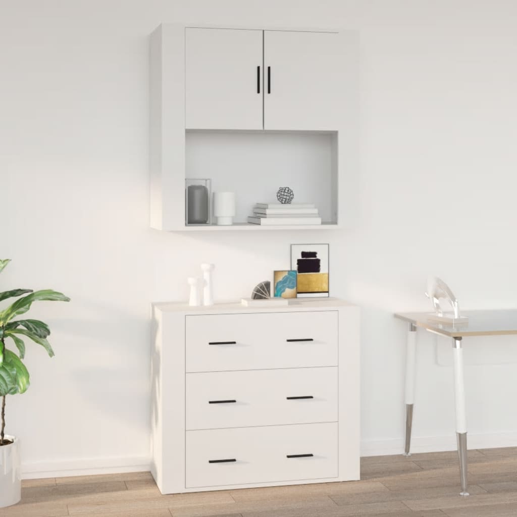 Wall Cabinet White 80X33X80 Cm Engineered Wood