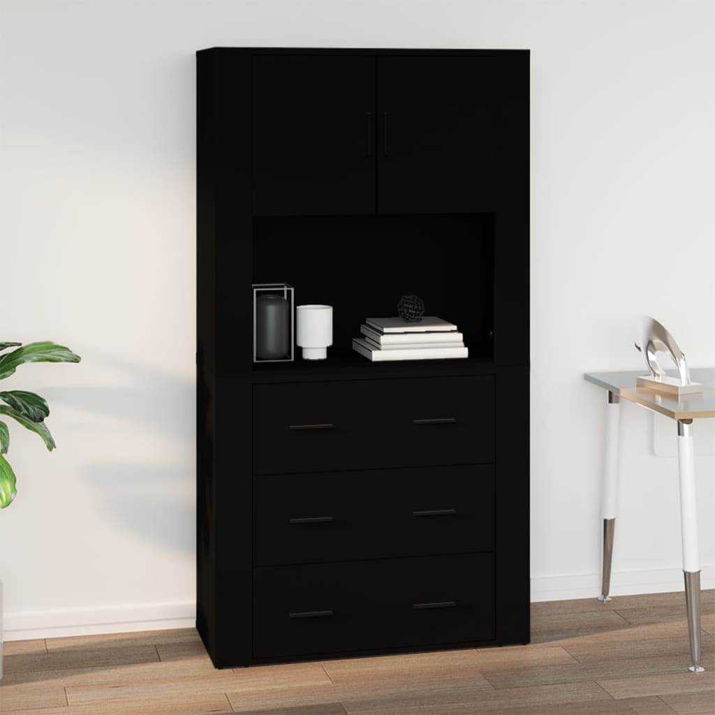 Wall Cabinet Black 80X33X80 Cm Engineered Wood