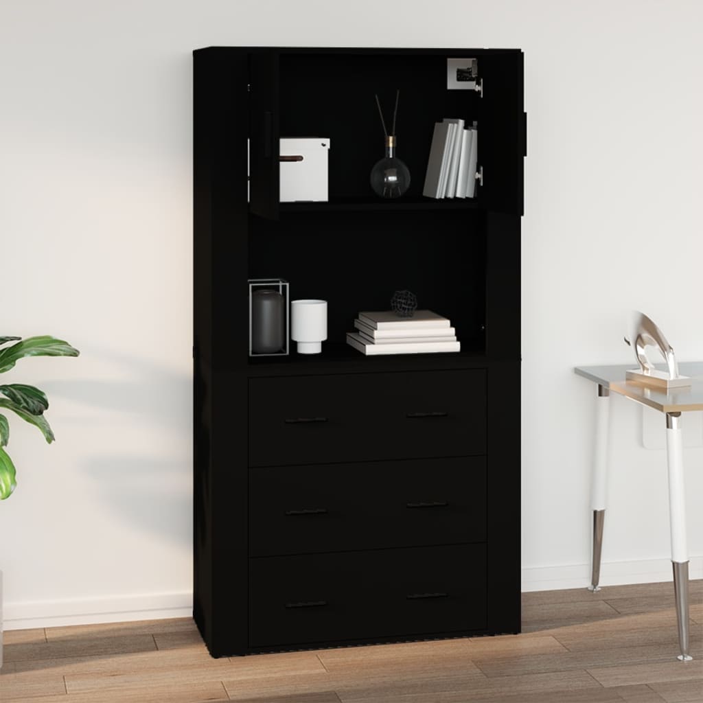 Wall Cabinet Black 80X33X80 Cm Engineered Wood