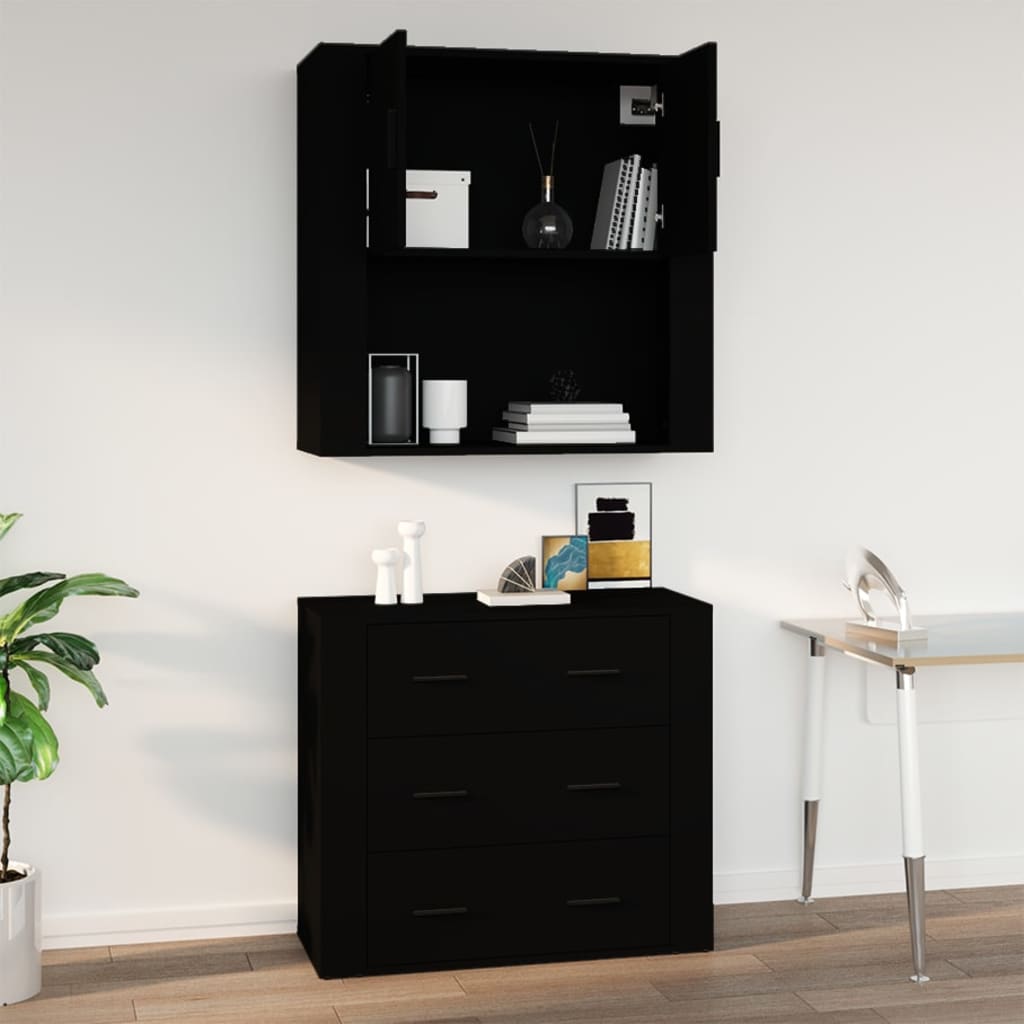 Wall Cabinet Black 80X33X80 Cm Engineered Wood