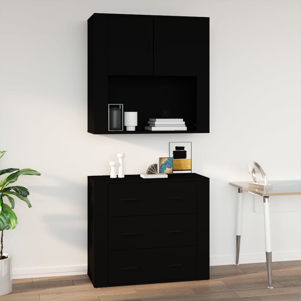 Wall Cabinet Black 80X33X80 Cm Engineered Wood