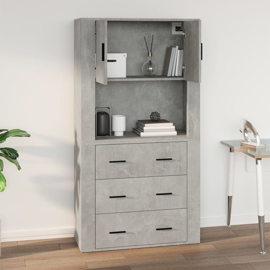 Wall Cabinet Concrete Grey 80X33X80 Cm Engineered Wood