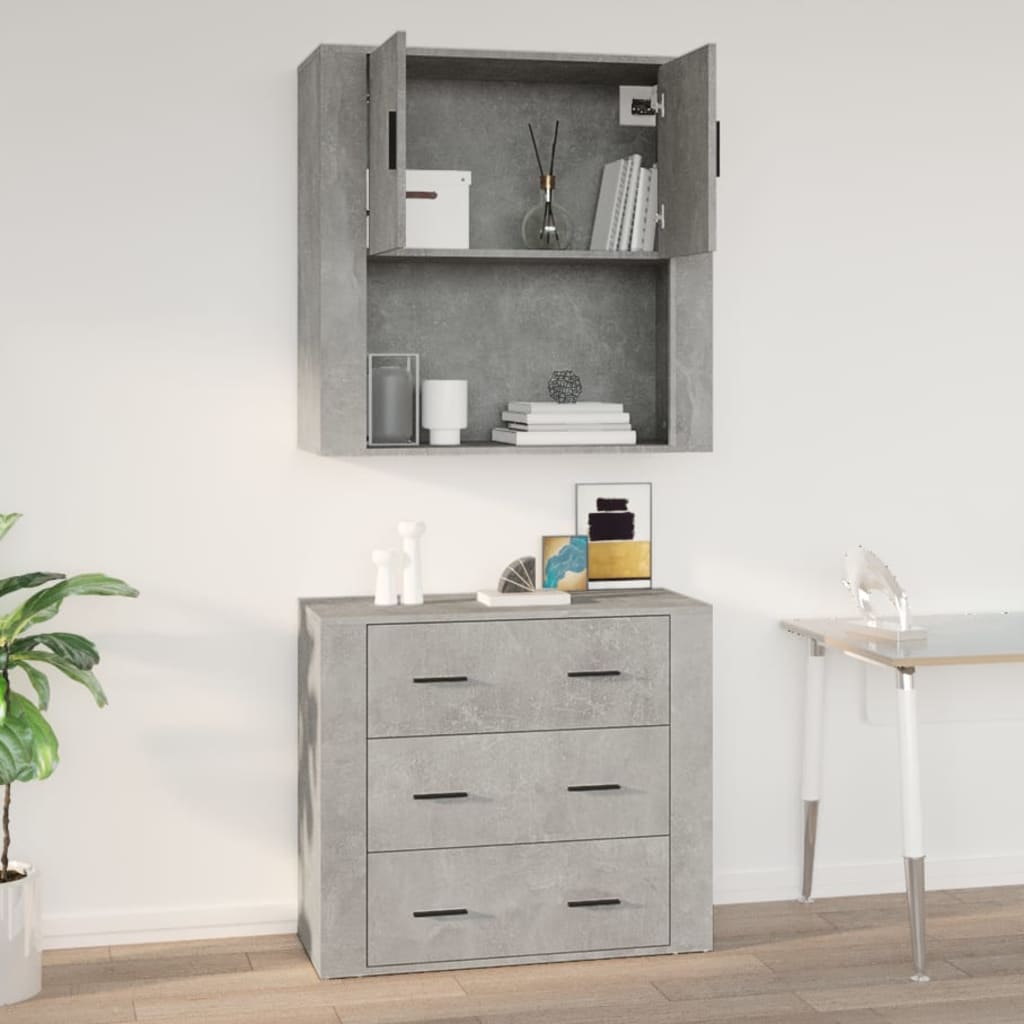 Wall Cabinet Concrete Grey 80X33X80 Cm Engineered Wood