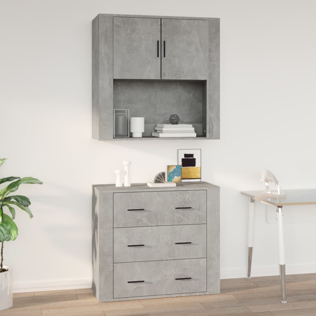 Wall Cabinet Concrete Grey 80X33X80 Cm Engineered Wood