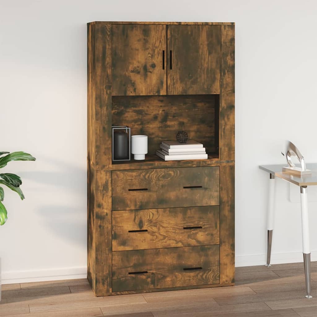 Wall Cabinet Smoked Oak 80X33X80 Cm Engineered Wood