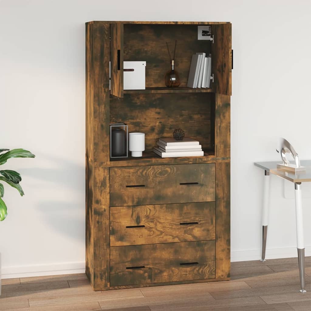 Wall Cabinet Smoked Oak 80X33X80 Cm Engineered Wood