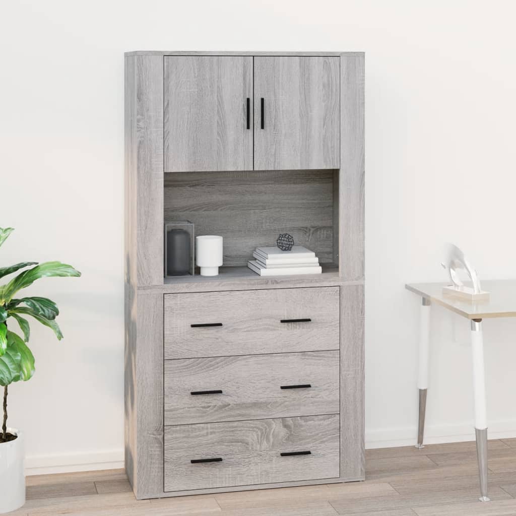 Wall Cabinet Grey Sonoma 80X33X80 Cm Engineered Wood