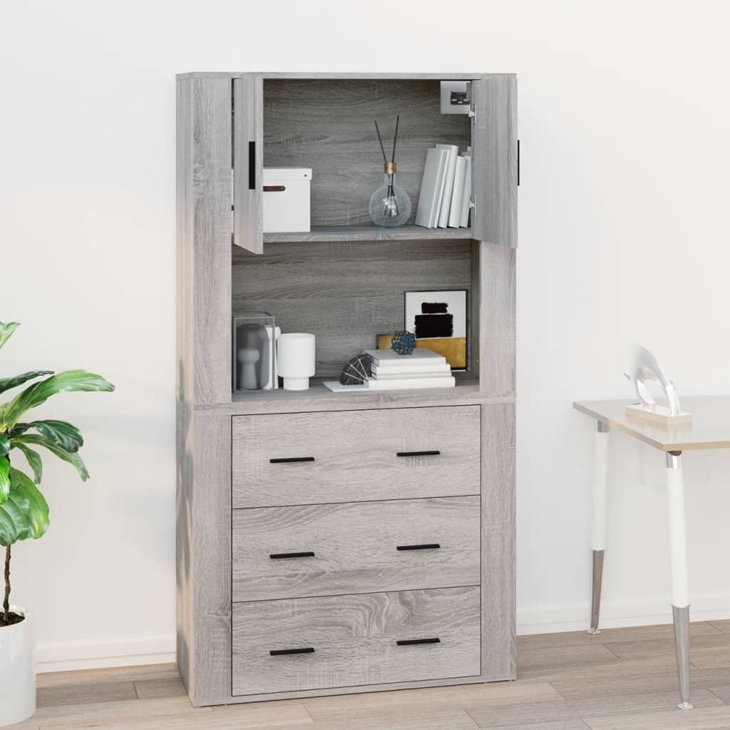Wall Cabinet Grey Sonoma 80X33X80 Cm Engineered Wood