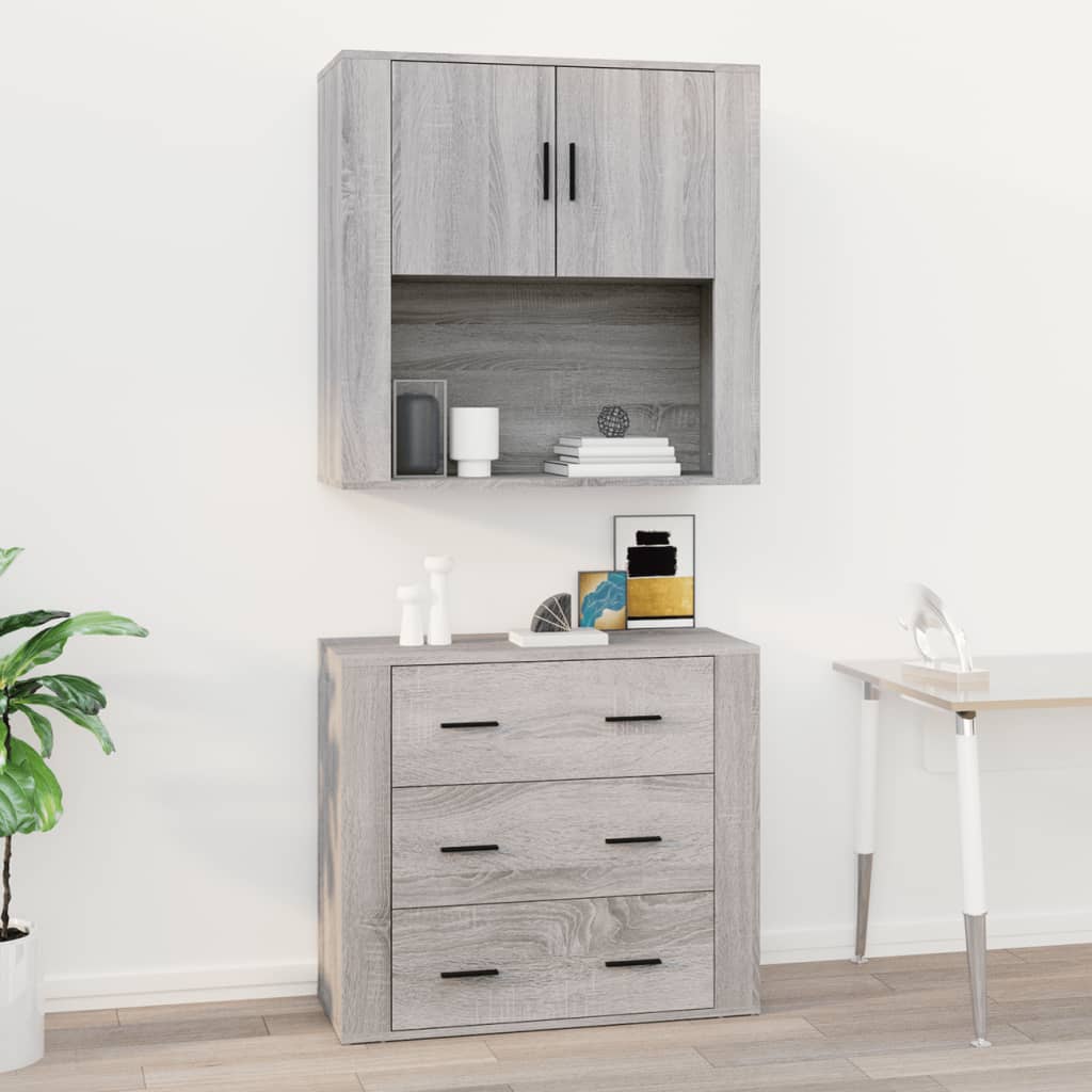Wall Cabinet Grey Sonoma 80X33X80 Cm Engineered Wood