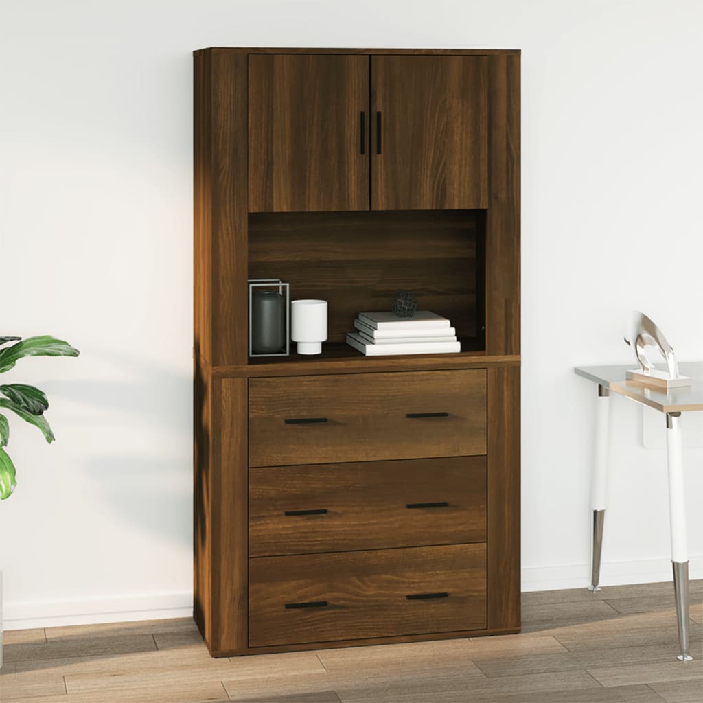 Wall Cabinet Brown Oak 80X33X80 Cm Engineered Wood