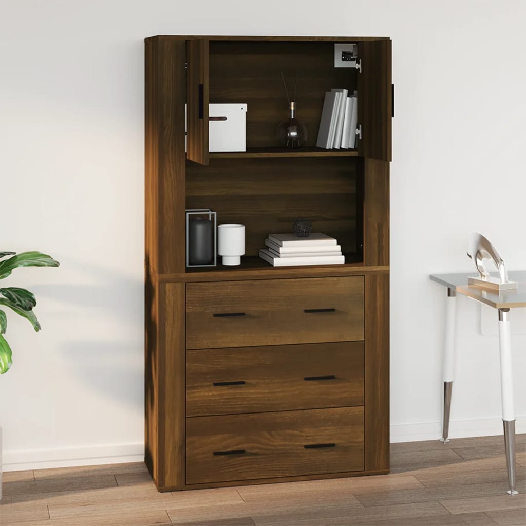 Wall Cabinet Brown Oak 80X33X80 Cm Engineered Wood